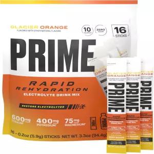 프라임 급속 수분 보충 전해질 파우더 스틱 글레이셔 오렌지 무설탕 음료와 나트륨 칼륨 마그네슘 및