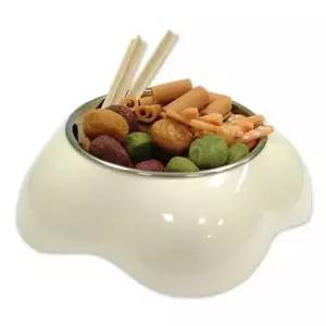 강아지 플라워 보울 화이트 M 1P 반려견 스텐 급식기 고양이밥그릇