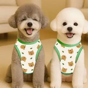 반려견 곰돌이 캐릭터 민소매 티셔츠 소형견용 통기성펫민소매