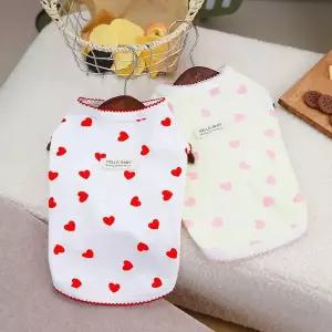 하트 나시 민소매 티셔츠 애견옷 나들이 산책 강아지코트