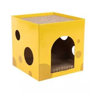 고양이 2단 올인원 30cm 치즈 숨숨집 스크래쳐 하우스