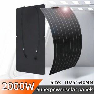 태양광 패널 고출력 ETFE 태양 전지 패널 단결정 전지 가정 야외 캠핑 자동차 보트 12V 배터리 충전기 2000W 4000W