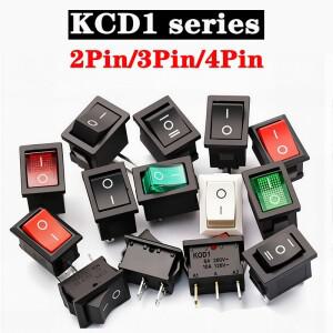 10 Pcs KCD1 2/3/4Pin 15mm x 보트 자동차 로커 스위치 6A 250V 상태 표시 용 빨간색 녹색