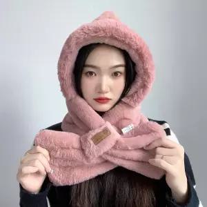 PLUS 후드 일체형방한모자 공공장소용 후디머플러