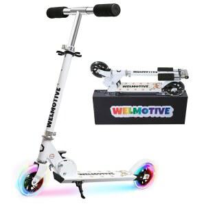 3세 이상의 남녀 어린이용 킥 스쿠터 경량, 접이식, 알루미늄 프레임, 조절식 핸들바, 리어 브레이크, 깜빡이는 라이트 업 휠을