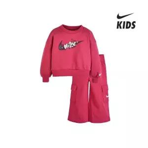 매장정품 나이키 크루 맨투맨 카고 FT 팬츠 세트 핑크 1-4세 A253ST877P 264095