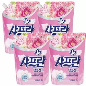 LG생활건강 샤프란 섬유유연제 햇빛건조 핑크플로랄 2L X 4개