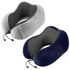 비행기-2팩 메모리 폼 넥 베개, 여행, 수면 휴식, 자동차, 기차 및 가정용 소프트 서포트 여행 필수품 (그레이&블루)