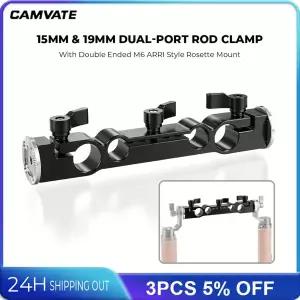 CAMVATE 카메라 DSLR 카메라 시스템용 양면 표준 M6 ARRI 로제트 마운트가 있는 15mm 및 19mm 듀얼 포트 로