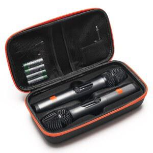 [미국배송] 2 JBL 마이크 무선용 솔라래지 무선 케이스 파티용 EVA 리시버 케이블 및 AA 배터리용 노래방 휴대용 여행용 케이스