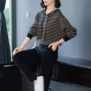 여사친 니트 투피스 맨투맨 스트라이프 스웨터 루즈핏 긴팔세트 매일예쁜 봄가을 세트 인기1