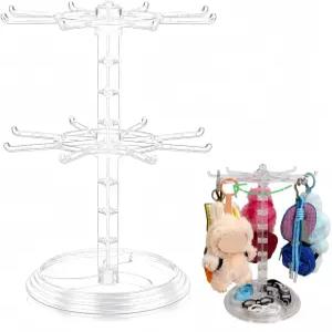 푹신한 인형 열쇠고리 및 수집품을 위한 판니오하이 투명 360 회전 디스플레이 스탠드 - 만능 수동 없음