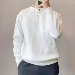 긴팔카라티 단추 골지 니트 무지티 넉넉한핏 체형커버