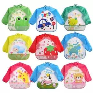 비닐턱받이 배색소매 아동 긴팔 포켓 방수턱받이 9종 303533