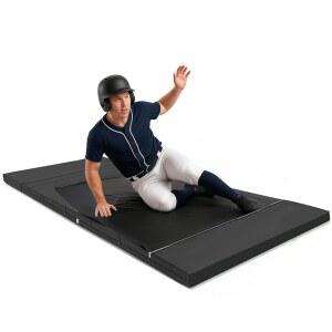 야구 및 소프트볼용 슬라이딩 매트 트레이너 10 x 3.6 피트 슬라이드 1.7 인치 두꺼운 폼 방수 미끄럼 방지 지퍼와 축구 럭비 체조 요가용 스테이크 등 접을 수 있습니다