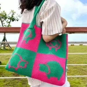 양 쉽 패턴 체크 빅백 쇼퍼백 배색 숄더백 여행용 스웨이드가방 명품가방 패딩가방