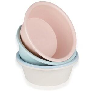 랄라빔 4팩 원형 플라스틱 세척대, 세안용 5쿼트 소형 욕조 스택형 캠핑대, 과일, 접시, 병, 가정용 주방 싱크대, 11.6 X 4.3 인치, 4가지 색상