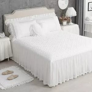 화이트 프릴 침대커버 베드스커트 침대보 코튼 유럽풍 누빔