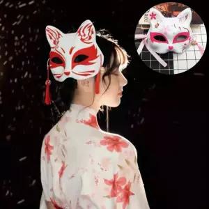일본 여우 가면 할로윈 분장 코스프레 예쁜 무도회 마스크 반가면 귀멸 코스튬 소품 의상