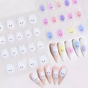 [셀러에이드]네일아트 귀욤 냥이 고양이 얼굴 표정 네일스티커 2종