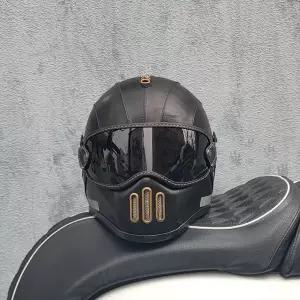 레트로 ORZ 헬멧 유리섬유 풀페이스 헬멧 카페 레이싱 드라이버 경량 쉘 오토바이 레트로 가죽