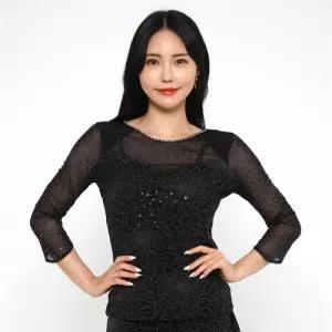 LDT25000 거미줄보석티 상의 라틴댄스 여성 LDT25000 거미줄보석티 테마