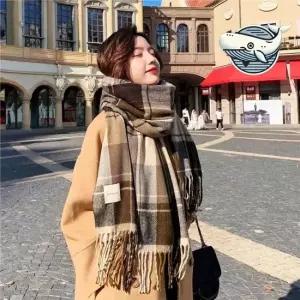 겨울 체크 머플러 따뜻한 여성용 스타일리시 숄 울