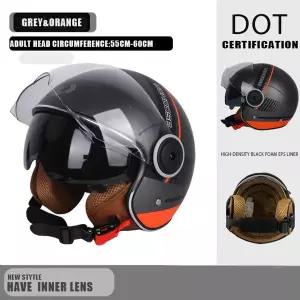 DOT 인증 오토바이 Casco Go Kart 스쿠터 모터 밴 오토바이 듀얼 렌즈 빈티지 헬멧 사계절 레이싱 하프 헬