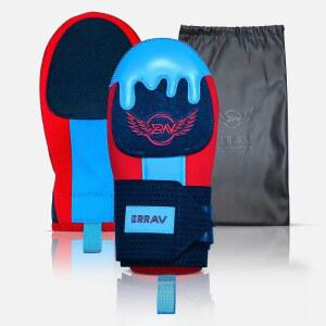 에라브 야구 슬라이딩 미트 청소년 및 성인 | 손목 보호 기능이 있는 네오프렌 핸드 가드 소프트볼용 장갑 왼손 또는 오른손용 탄성 압박 스트랩 (블루앤레드)