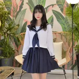 [콩심팥심]러블리리본 네이비 세라복 세트 (긴팔)