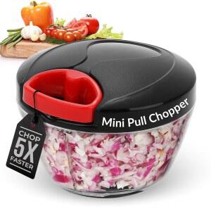 양파, 마늘, 견과류, 허브 및 샐러드용 수동 풀 미니 초퍼 400ml u2013 휴대용 야채 날카로운 스테인리스 스틸 칼날, BPA 프리 청소가 쉬운 소형 식품 프로세서 준비