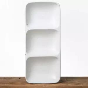 플레이팅 이천도자기 달 직사각 3구 나눔 찬기 도자기 반찬기