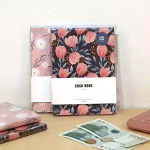 어린이용돈기입장 핑크풋 꽃길 지퍼 가계부 pvc 파우치