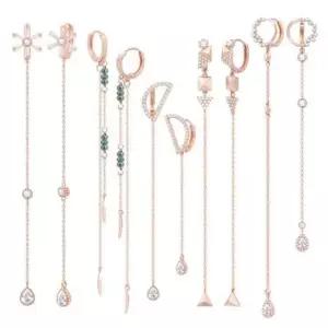 기본귀걸이 금침 로즈골드 롱 체인 드롭 원터치링 귀걸이 14K