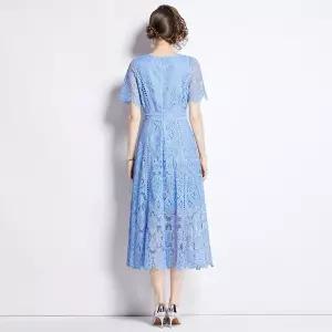 여자 원피스 치마 롱 하계 러블리 레이스 러블리한 라운드넥 빈티지감 프릴소매 인기2