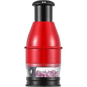 지델 푸드 초퍼 야채 커터, 청소하기 쉬운 수동 양파 마늘 너트 다이서, 용기 포함 식기세척기 안전 샐러드, BPA 없음, 빨간색