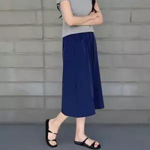 [신상오픈런]|CCP8D4B|여자 캐주얼 사이드포켓 허리스트랩 밴딩 7부 팬츠