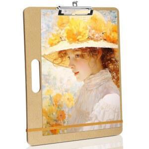 Mkobon 13인치 x 17인치 스케치 드로잉 보드, 손잡이가 있는 아트 보드, 튼튼한 클립 및 고무 밴드, 휴대용 아티스트 클립보드 이젤, 교실, 스튜디오 제도, 수채화, 회화 용품 재료