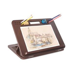 스트롱텍 6포지션 대나무 테이블 이젤, 손잡이와 등받이가 내장된 16x12인치 조절 가능한 드로잉 및 스케치 보드, 스케치, 독서, 책꽂이를 위한 휴대용 아트 및 랩 데스크