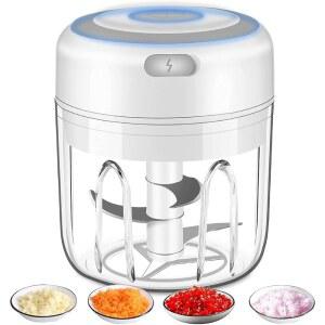 전기 미니 마늘 초퍼, 휴대용 식품 프로세서, 야채 초퍼 양파 다진 것, 야채용 무선 고기 분쇄기, 후추, USB 칠리, 과일, 육류용 프로세서