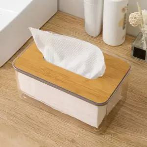 투명 사각 티슈 케이스 우드