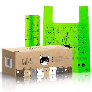 똥을 위한 인증된 가정용 퇴비화 고양이 쓰레기 봉투 - 자선 단체 - 옥수수 전분 기반 - 쓰레기통 청소용 - NF T51-800 준수 - 90개의 초대형 일회용 봉투