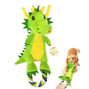 지포메 인터랙티브 삐걱거리는 개 씹는 장난감, 중소형 및 대형견을 위한 플러시 로프 바쁘게 지낼 수 있는 전쟁 훈련 보상 선물, 치아 청소