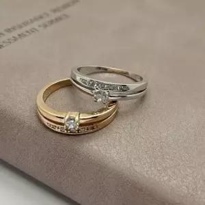 커플링 두줄 큐빅 레이어드 패션 은 반지/커플템