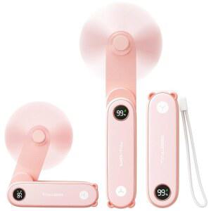 LED 디스플레이가 있는 스위트풀 휴대용 미니 선풍기, 3-in-1 개인용 접이식 USB 충전식 선풍기 및 여행용 손전등, 속눈썹 속눈썹, 여성용 귀여운 작은 포켓, 여아용