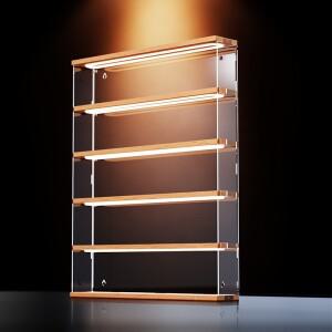 액션 피규어 진열장 (문, 원형 조명, 블라인드 박스 장난감 보관함, 투명 아크릴 벽걸이 진열대 포함)