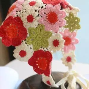 손뜨개 플라워 스카프 헤어밴드 헤어스카프 LD152 숄 스카프 헤어스카프 손뜨개 머리수