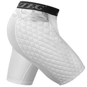 야구공 라크로스를 위한 보호 컵 패딩 슬라이딩 속옷이 포함된 청소년 남성용 압축 반바지 (흰색)
