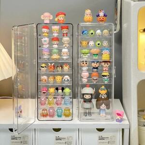 새로운 미니 디스플레이 스탠드 아크릴 귀여운 입자 방진 플립 커버 캐릭터 디스플레이 보관함 데스크탑 보