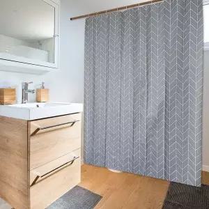 [셀러에이드]중 커튼 체크 방수커튼 샤워 헤링본 욕실커튼